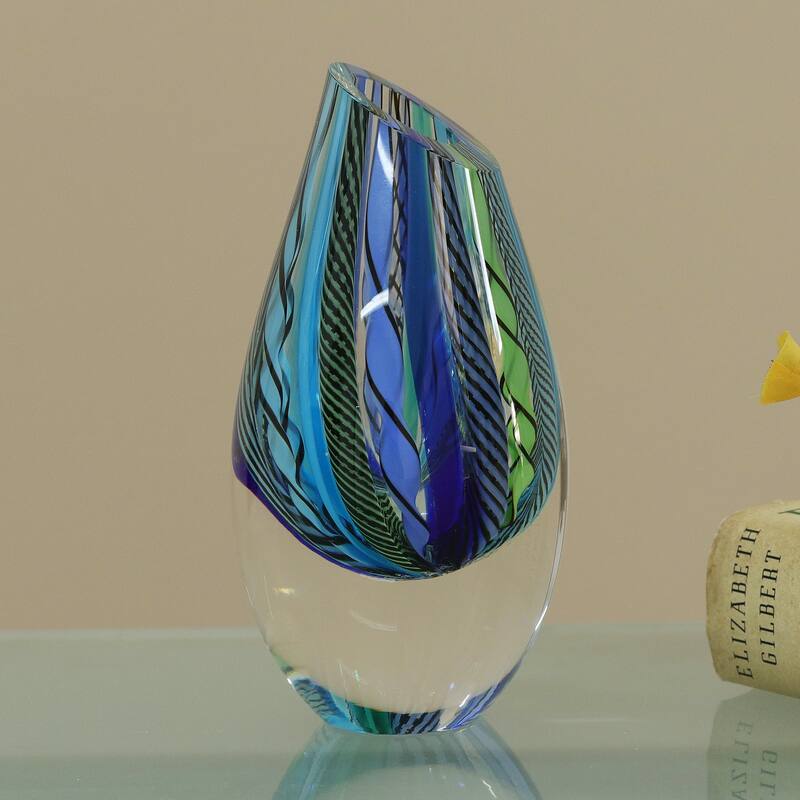 Novica Handmade Carnival Color Fantasy Handblown Recycled Glass Vase (6 Inch)