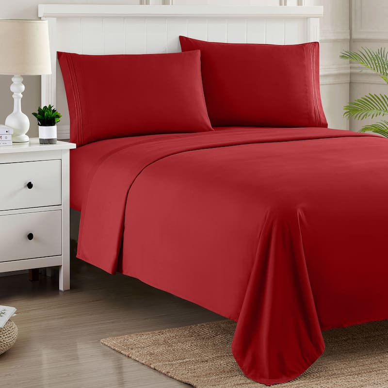 Sweet Home Collection Deep Pocket Soft Microfiber 4-Piece Solid Color Bed Sheet Set