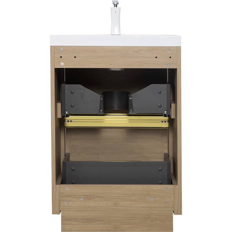 24" Bathroom Vanity with Stone Resin Countertop and Soft Close Drawers