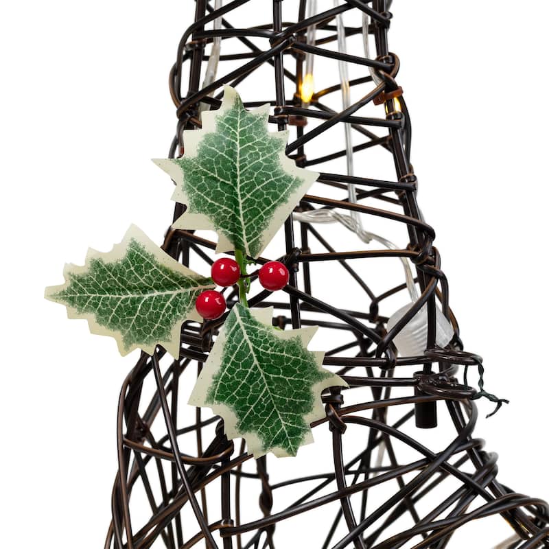 LED Lighted Rattan-Style Reindeer Outdoor Christmas Decoration - 46.5" - Brown