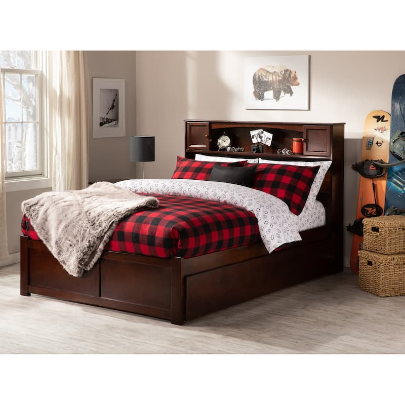 AFI Newport Full Size Platform Bed with Footboard & Full Trundle