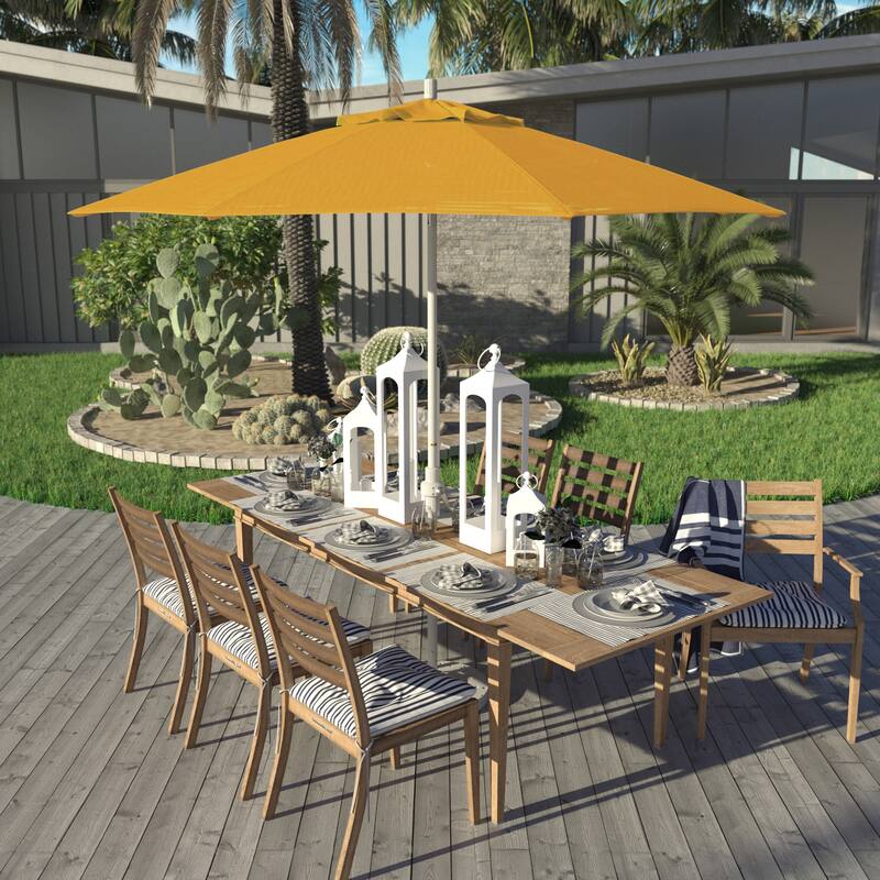California Umbrella 9' Rd Golden State Series Patio Umbrella White Aluminum Frame Crank Lift Collar Tilt Olefin Royal Blue - Lemon