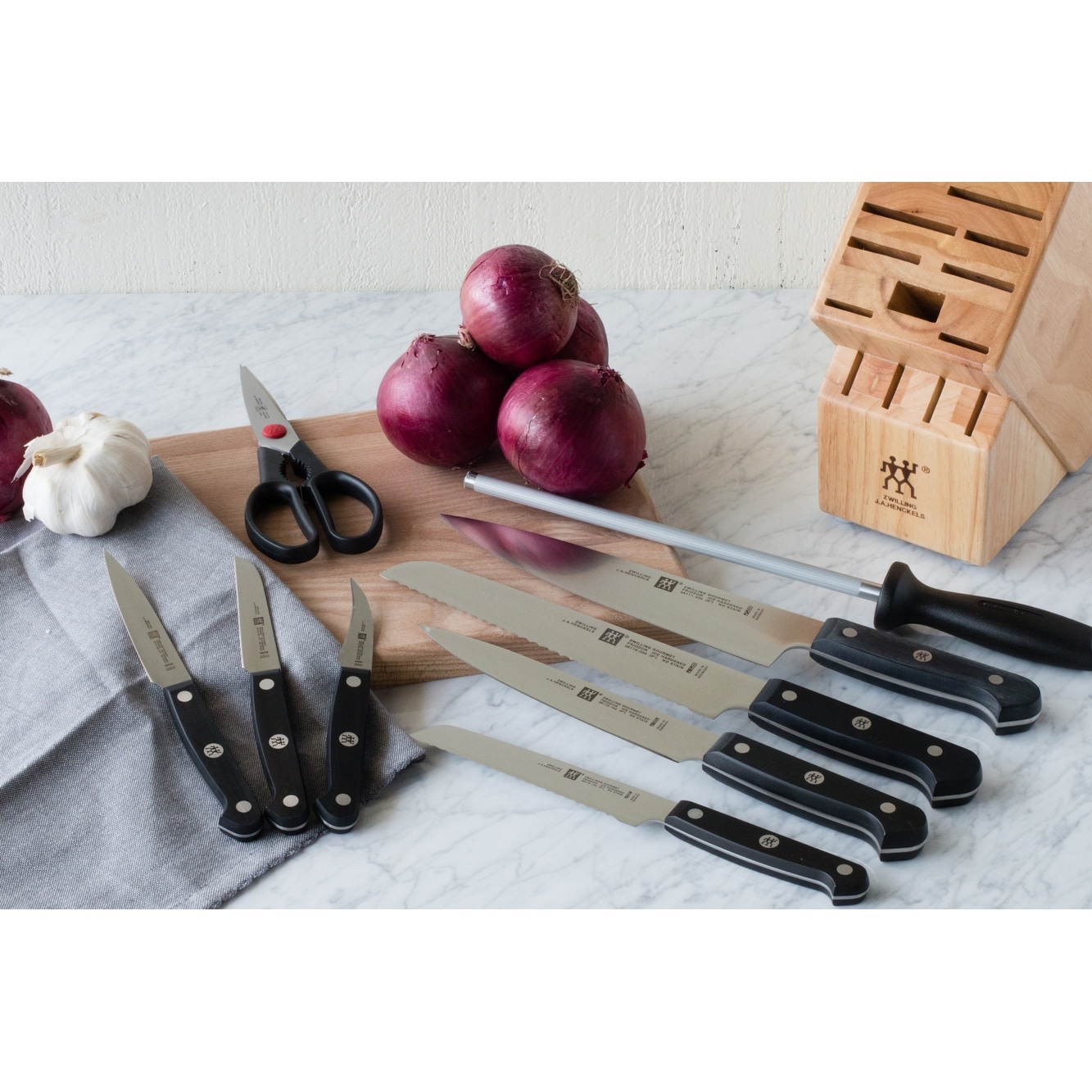 Ginsu Daku 10-Piece Black Knife Set with Black Wood