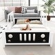 preview thumbnail 15 of 22, Full Size Classic Car-Shaped Platform Bed with Wheels, Sturdy Pine Wood Frame, Blue - Fun Kids' Bedroom Design