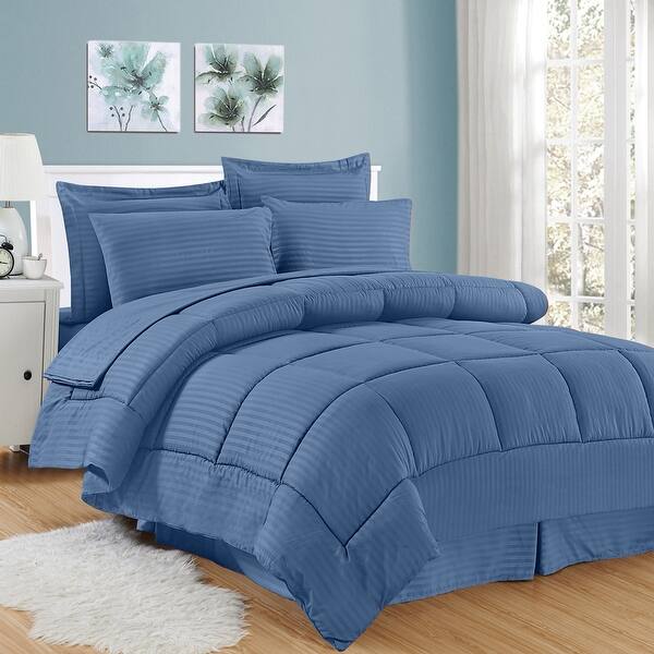 Soft Dobby 8 Piece Striped Down Alternative Bed In A Bag Set W Sheets On Sale Overstock 10837713