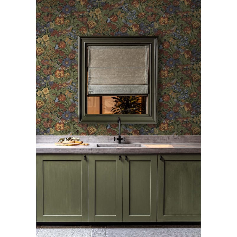 NextWall Bird Floral Peel and Stick Wallpaper