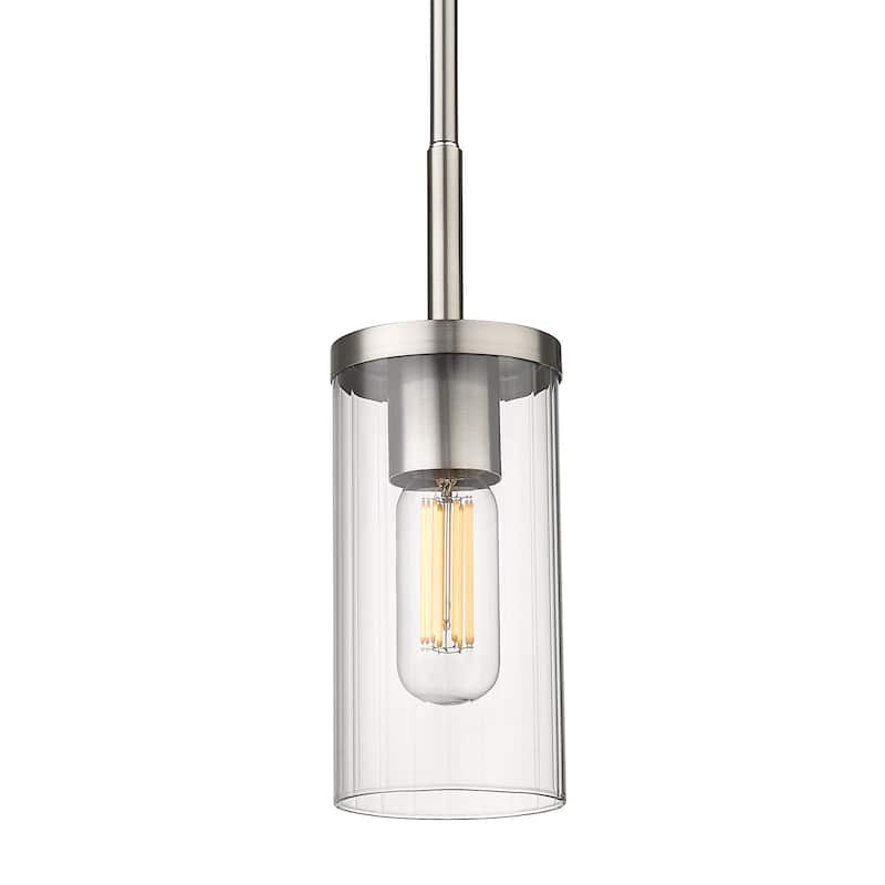 Winslett Mini Pendant - Pewter with Ribbed Clear Glass
