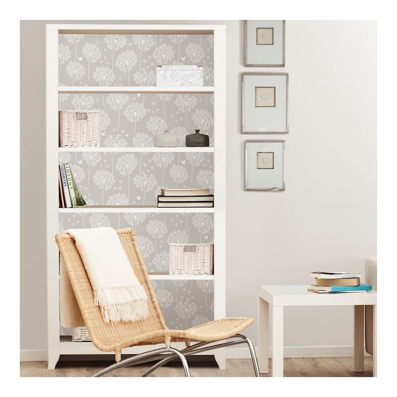 NuWallpaper Dandelion Grey Peel & Stick Wallpaper - 216in x 20.5in x 0.025in