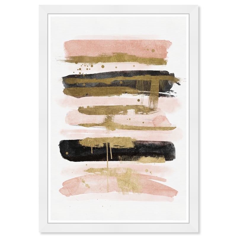 Wynwood Studio Prints Abstract Blush and Black Brush Lines Pink and Light Pink Modern & Contemporary Wall Art Canvas Print