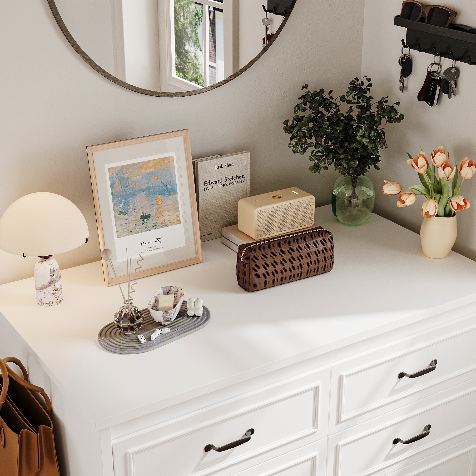 white wooden dresser WLIVE 6-Drawer Wide Wood 59