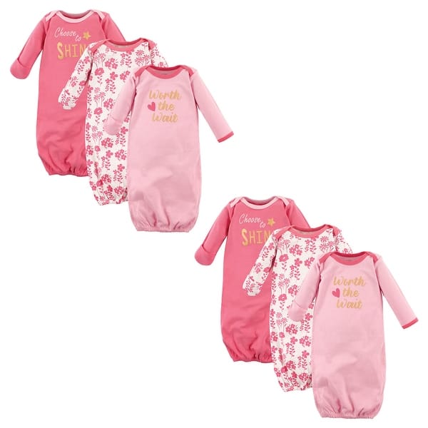 slide 1 of 1, Luvable Friends Infant Girl Cotton Gowns, Worth The Wait 6-Piece, 0-6 Months - Worth The Wait 6-Piece 0-6 Months - Worth The Wait 6-Piece