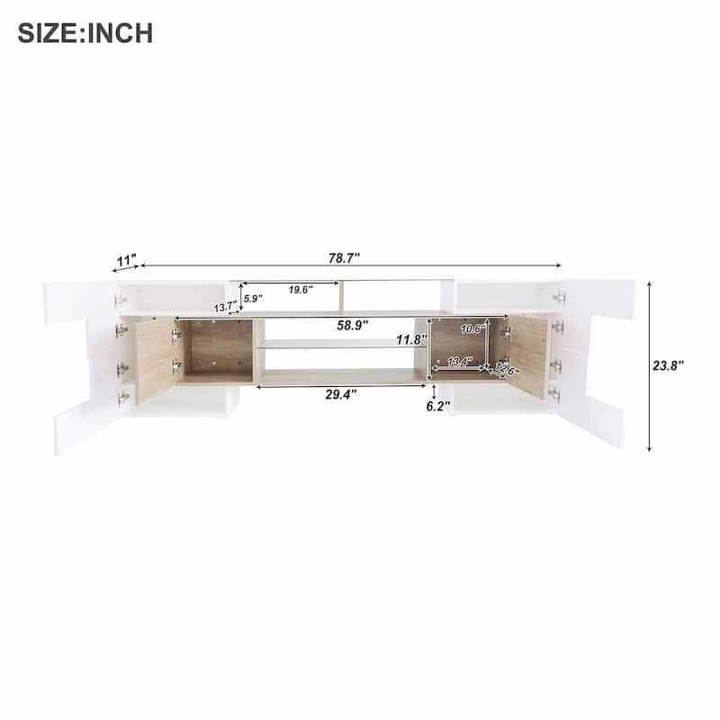 Unique Shape TV Stand with Illuminated Glass Shelves