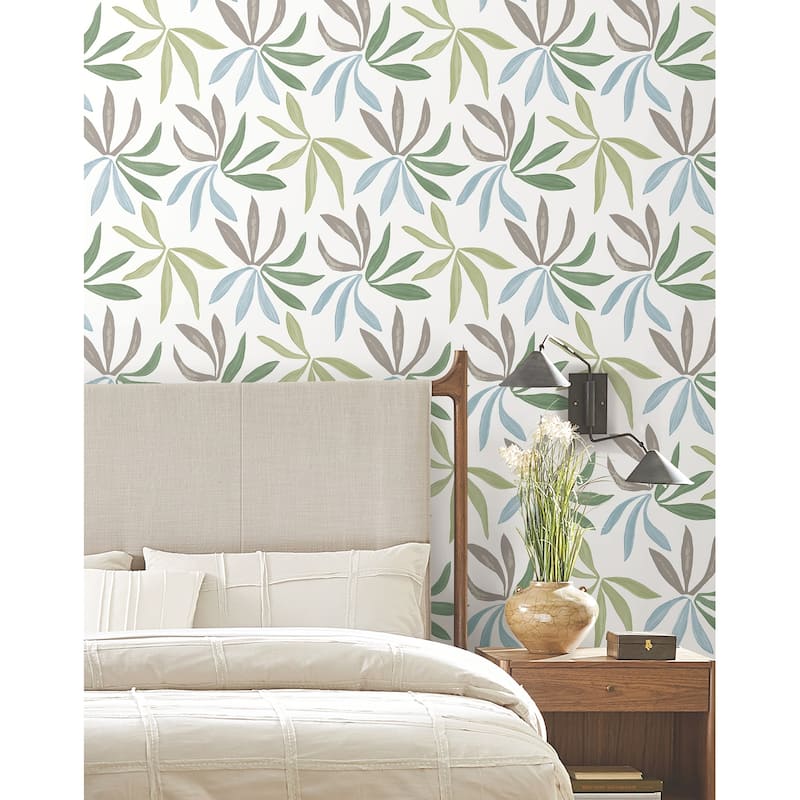 York Wallcoverings Little Garden Alpine and Sky and Silver Wallpaper