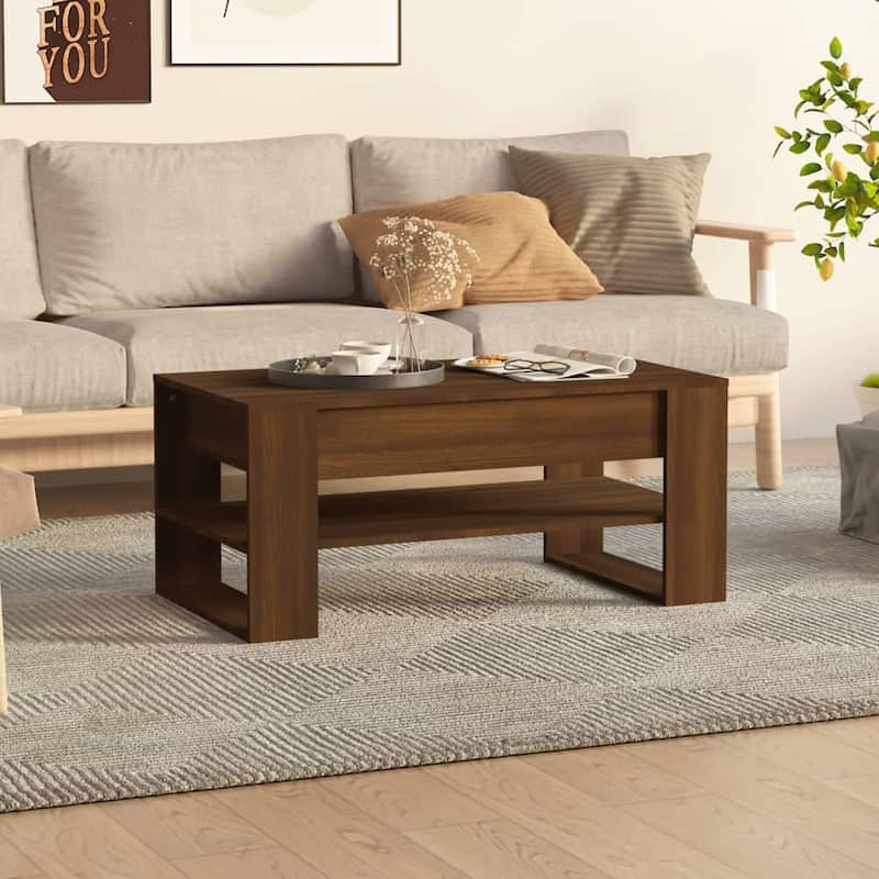 vidaXL Coffee Table multicolor 40.2"x21.7"x17.7" Engineered Wood - Brown oak