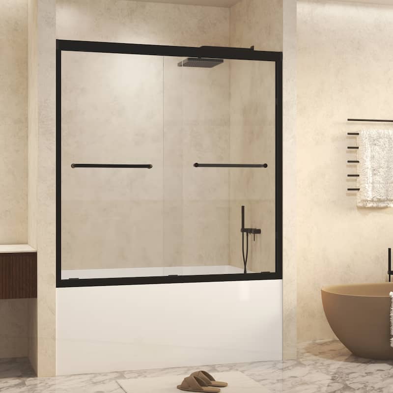 Premium Double Sliding Shower Door with Tempered Glass and Aluminum Frame for Stylish Bathrooms