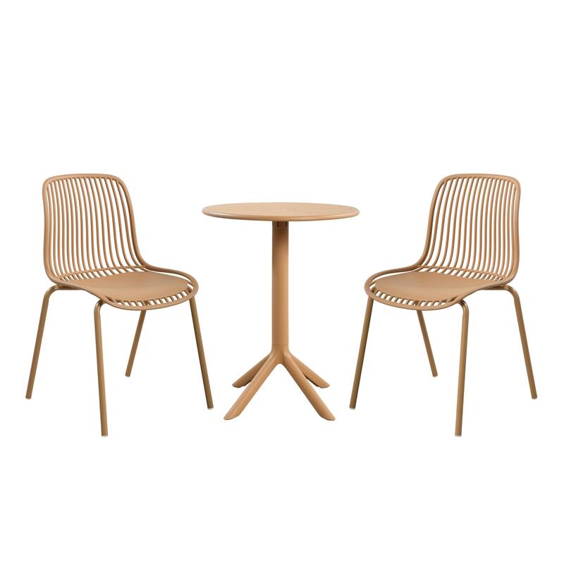 Christopher Knight Home - Eldred Outdoor Weather-Resistant Plastic Dining Chair with Metal Frame