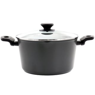 Oster Kingsway 5.5 Qt Aluminum Nonstick Dutch Oven in Black With Lid