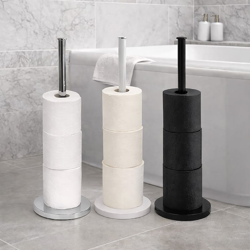 Silver Toilet Paper Holder Stand