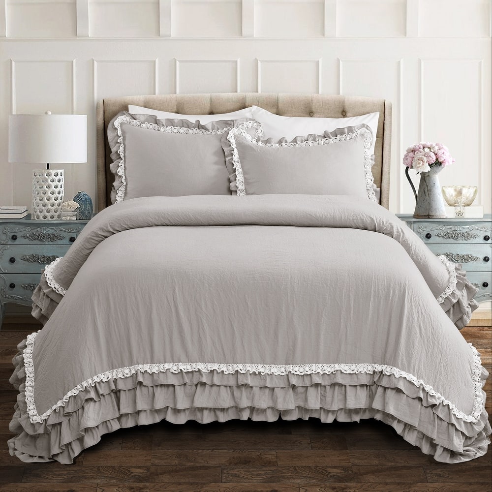 Silver Orchid Gerard Shabby Chic Ruffle Lace Comforter Set