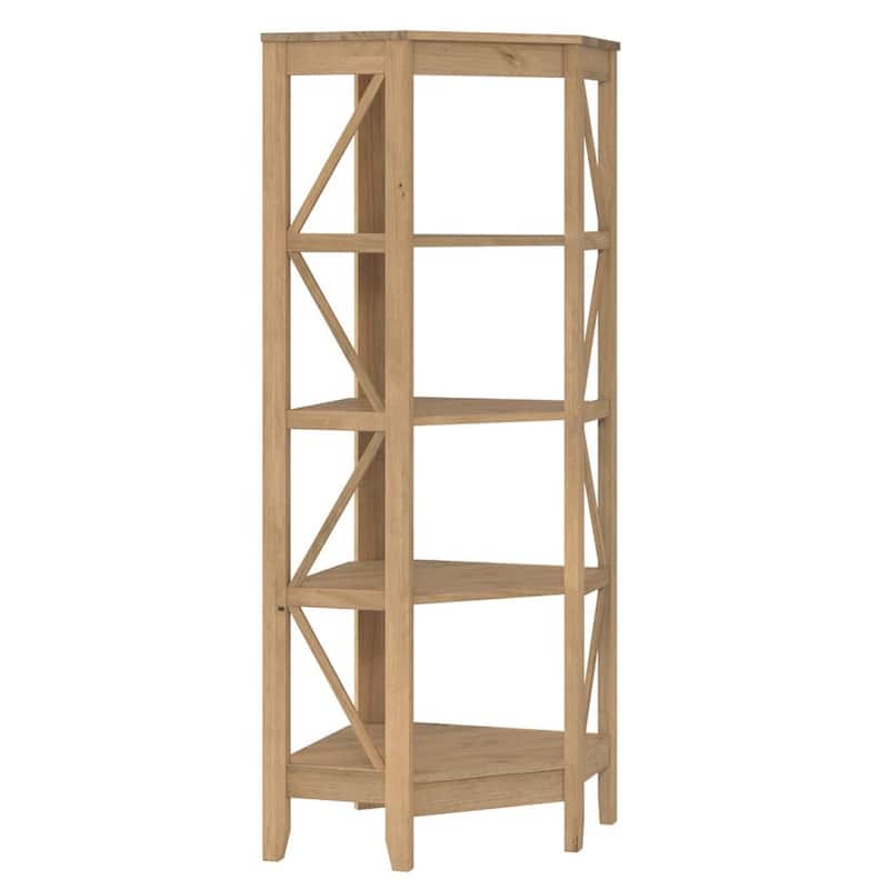 Wood Corner Bookcase 4 Shelf Corona