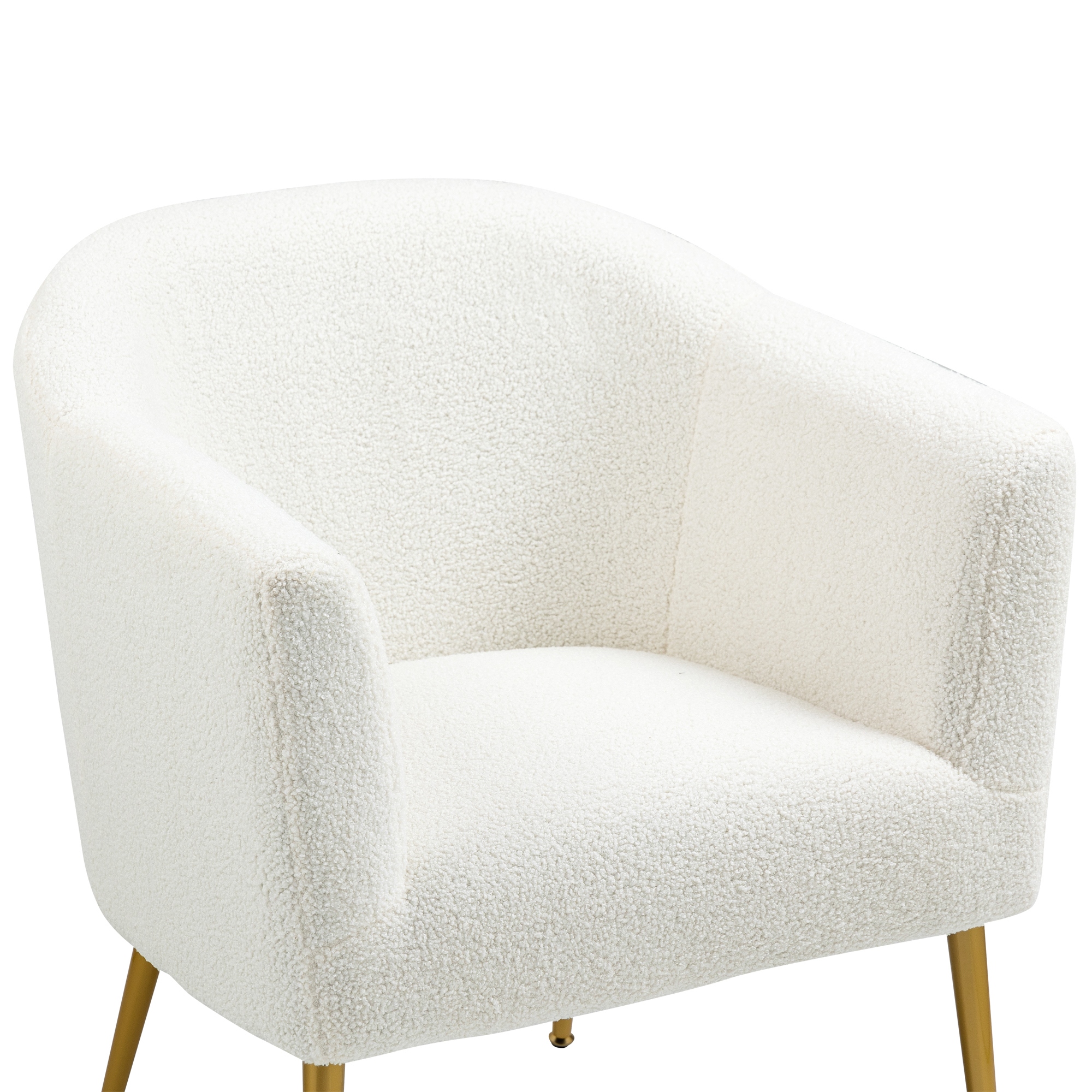 Ayami White Boucle Accent Chair with Gold Legs