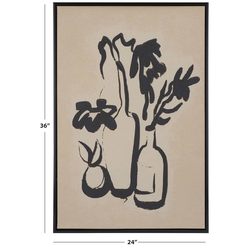 SAFAVIEH Eira Inky Arrangement Hand Painting, 24 x 36, Framed Wall Art - Antique Ivory/Black