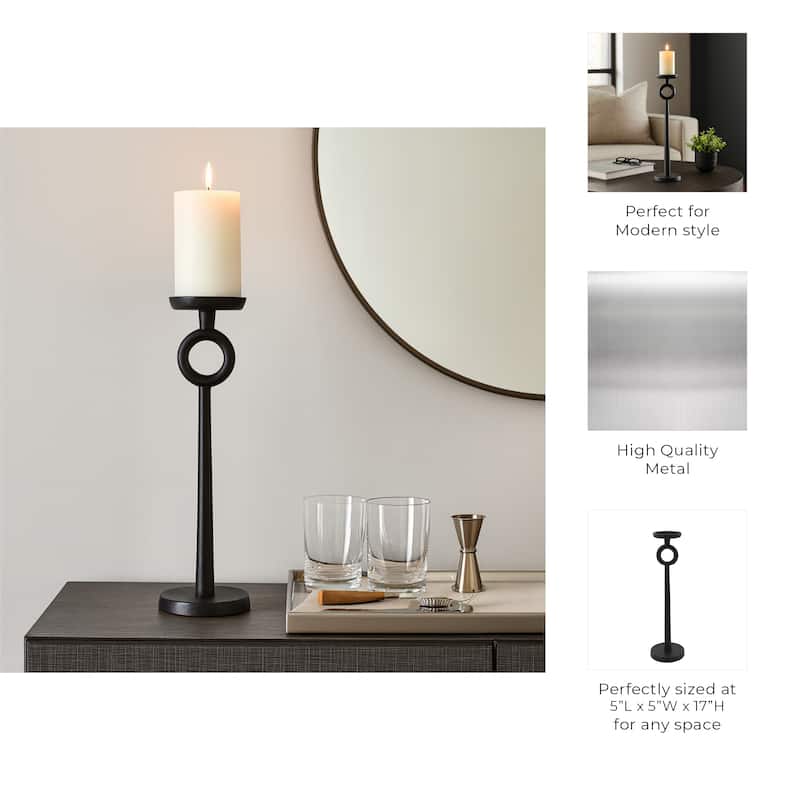 Metal Modern Narrow Candle Holder - Black
