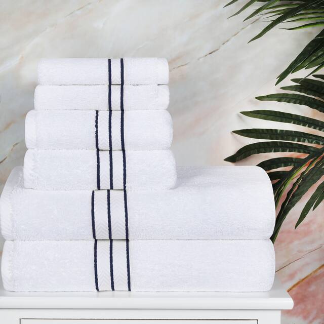 Turkish Cotton 6 Piece Absorbent Heavyweight Towel Set by Superior - Navy Blue