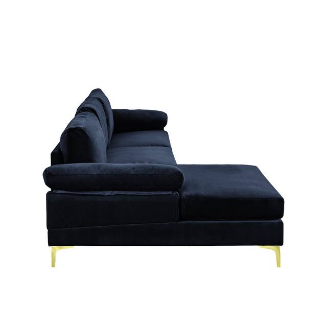 Velvet Upholstered L-Shape Sectional Sofa