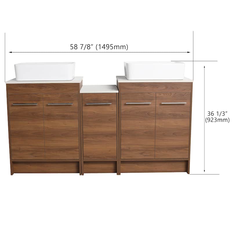 BNK 24/36/48/60 Inch Bathroom Vanity with Sink, Freestanding Bathroom Vanity with Soft Close Doors and Adjustable Shelf