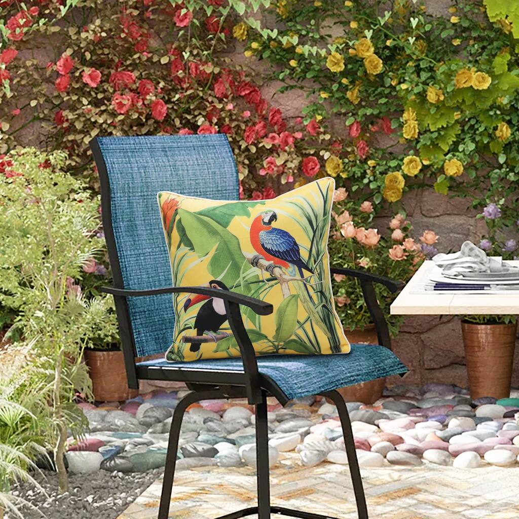 Cabana Toucan Print Outdoor Decorative Pillow 18 x 18 in Multi - 18" x 18"