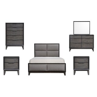Pilaster Designs Consuelo 6 Piece Modern Bedroom Set, Queen, Gray Wood ...