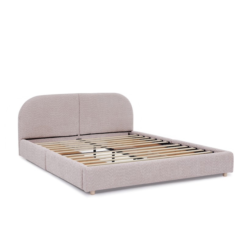Queen Size Upholstered Bed Frame with Tall Headboard