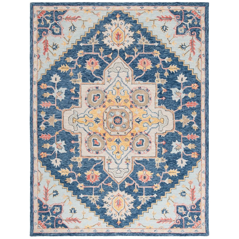 SAFAVIEH Handmade Metro Olafia French Country Wool Rug - 8' x 10' - Navy/Beige