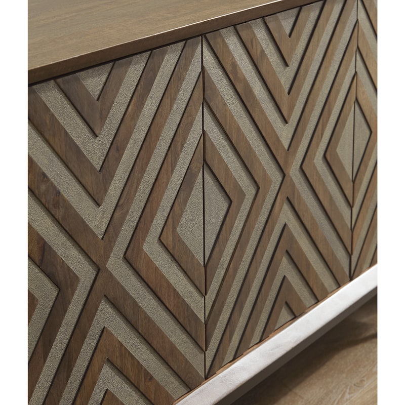 Signature Design by Ashley Dreggan Brown/Beige Accent Cabinet - 76"W x 16"D x 30"H