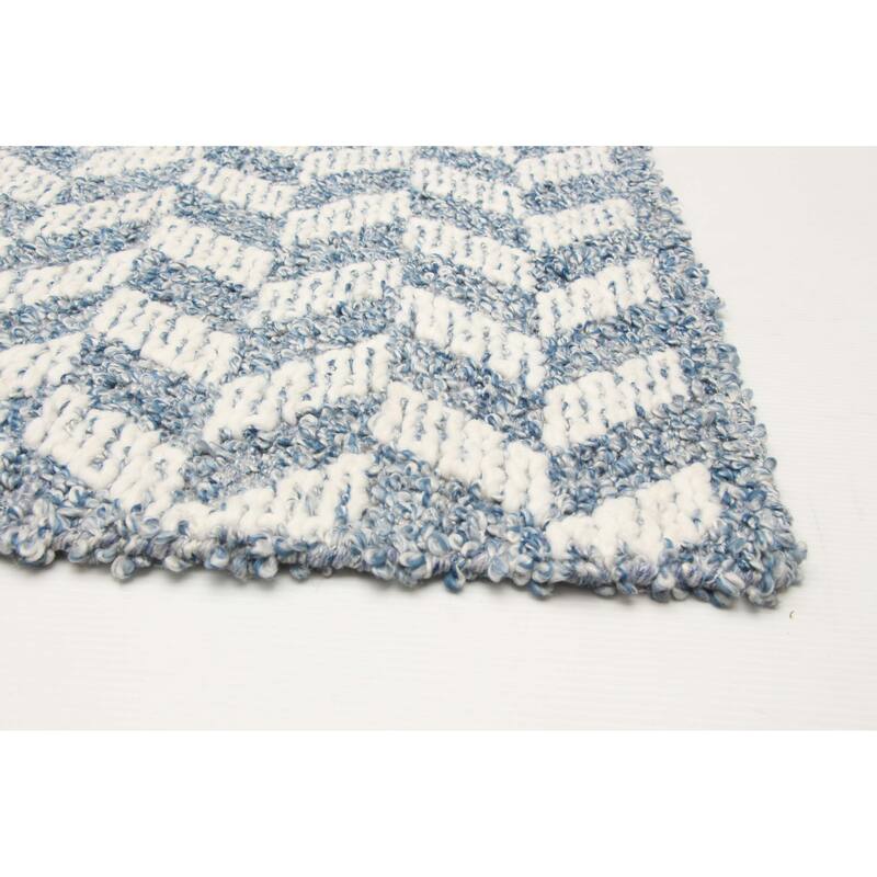 ECARPETGALLERY Braid weave Sienna Blue Wool Rug - 5'2 x 7'5