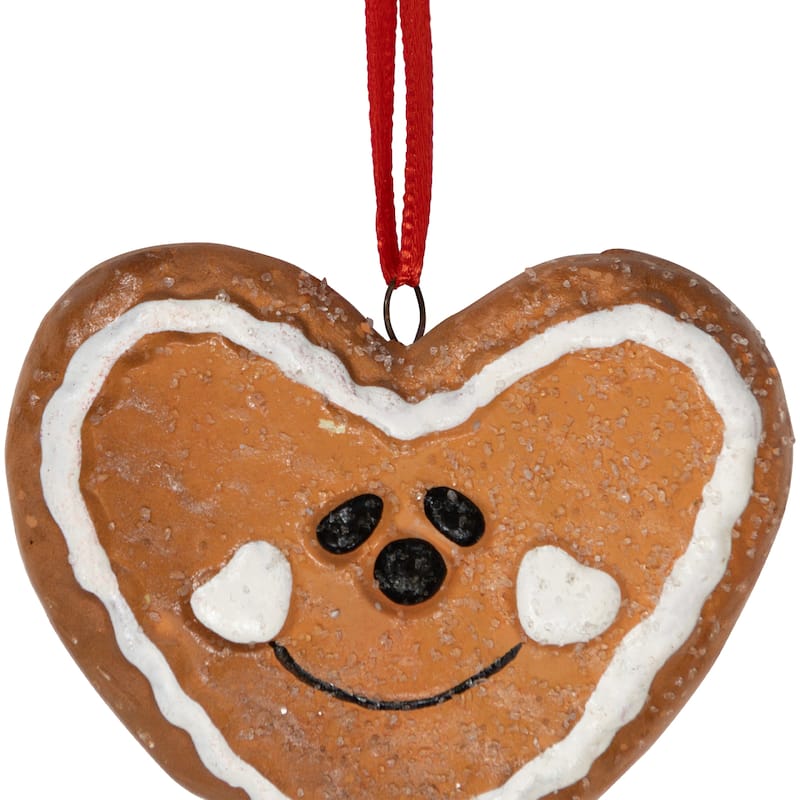 Set of 4 Smiling Gingerbread Heart Star Tree and Diamond Christmas Ornaments - 2.25"