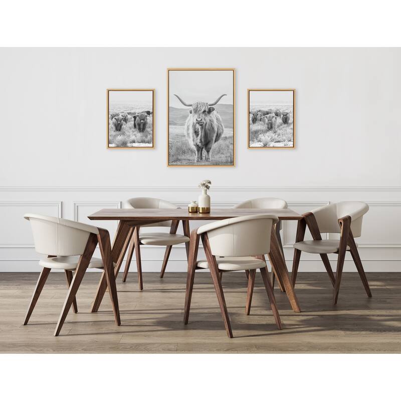 Kate and Laurel Sylvie Cows BW Canvas Art Set by The Creative Bunch Studio
