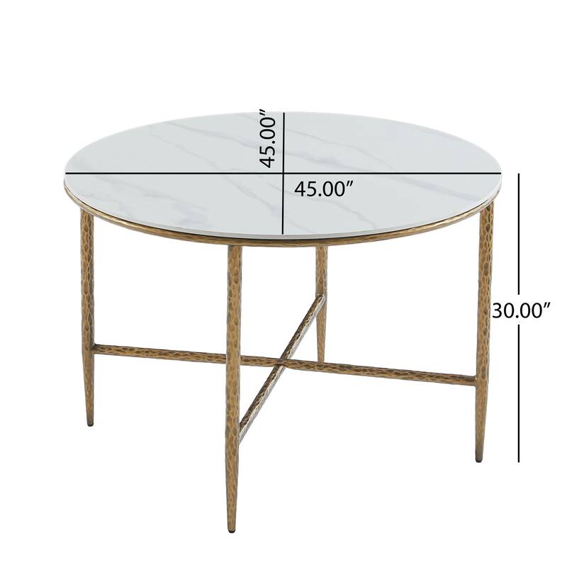 Christopher Knight Home - 5-Piece Industrial Metal Top Dining Set with Upholstered Chairs