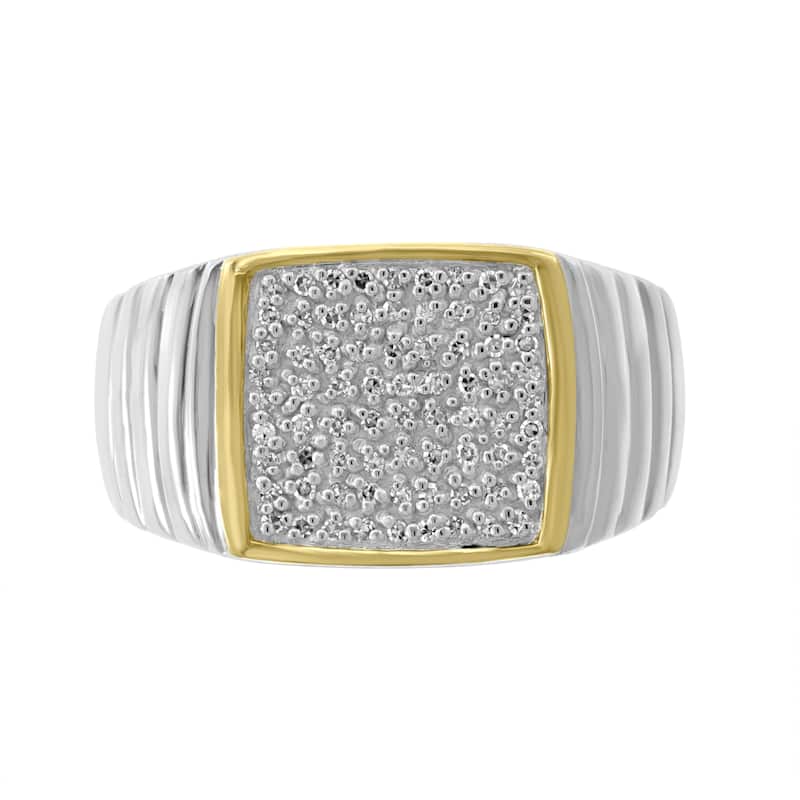 Effy Men's 925 Sterling Silver/14K Yellow Gold Diamond Ring