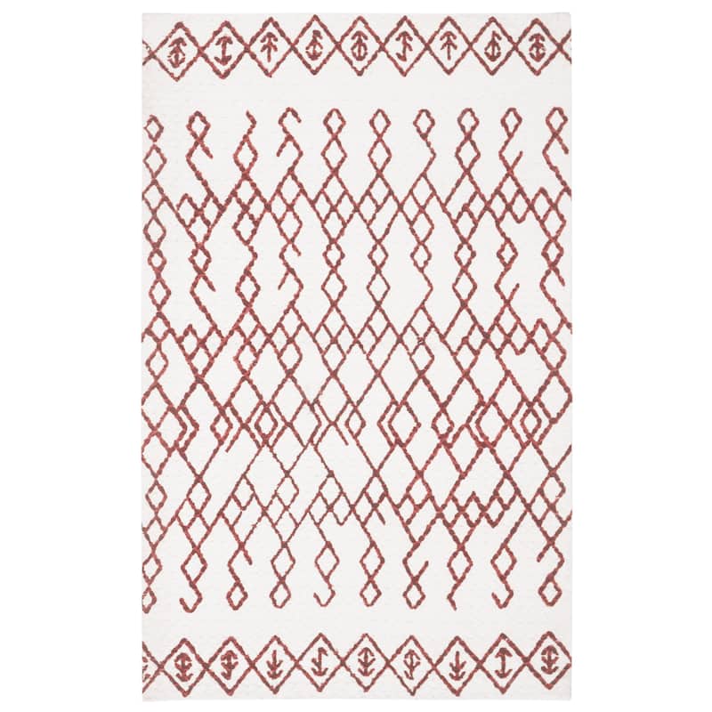 SAFAVIEH Handmade Cedar Brook Jowanka Modern Cotton Rug - 2'6" x 4' - Ivory/Rust