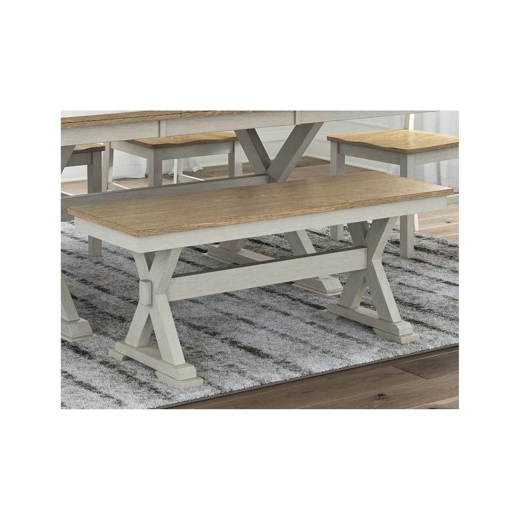 Signature Design by Ashley Westlinport Antique White/Brown 48" Dining Bench - 48"W x 16"D x 19"H