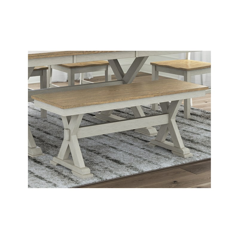 Signature Design by Ashley Westlinport Antique White/Brown 48" Dining Bench - 48"W x 16"D x 19"H