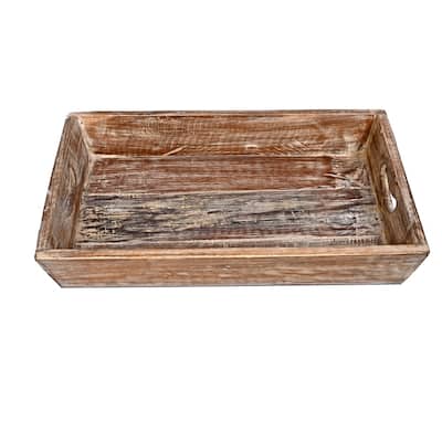 Solid wood Reclaimed Rustic 18 inch farmhouse decorative serving tray distressed