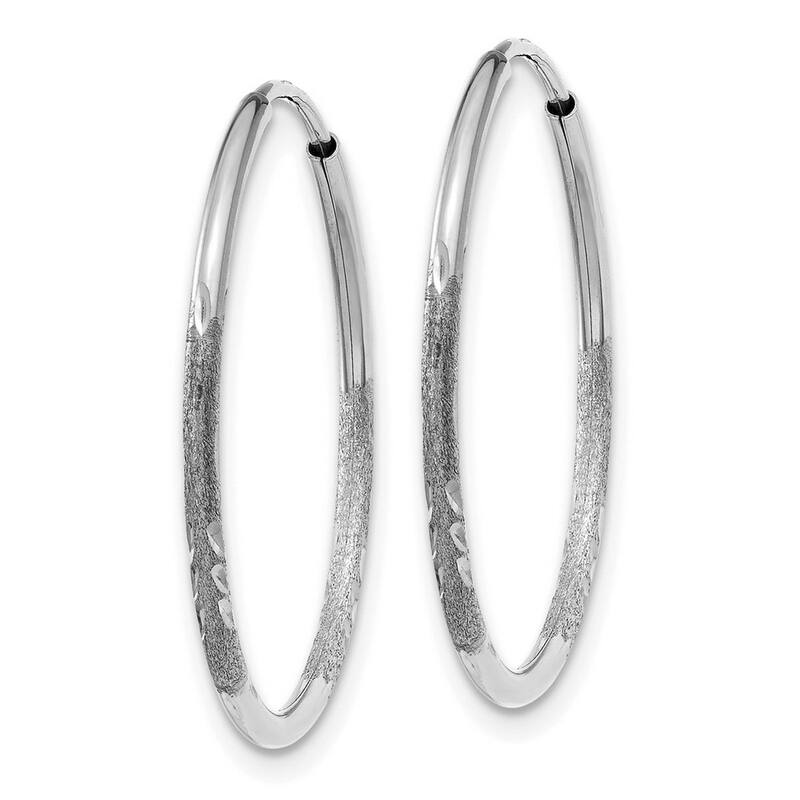Curata 14k White Gold Sparkle Cut Endless Hoop Earrings - 21x21mm