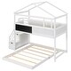 preview thumbnail 10 of 8, Twin over Full House Bunk Bed with Staircase and Blackboard, White