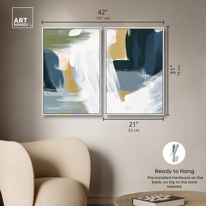 Textured Greens III Canvas Set of 2 by Art Remedy