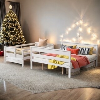 Detachable Design Wood Twin XL over Queen Bunk Bed with Ladder,Multifunctional Bunk Bed