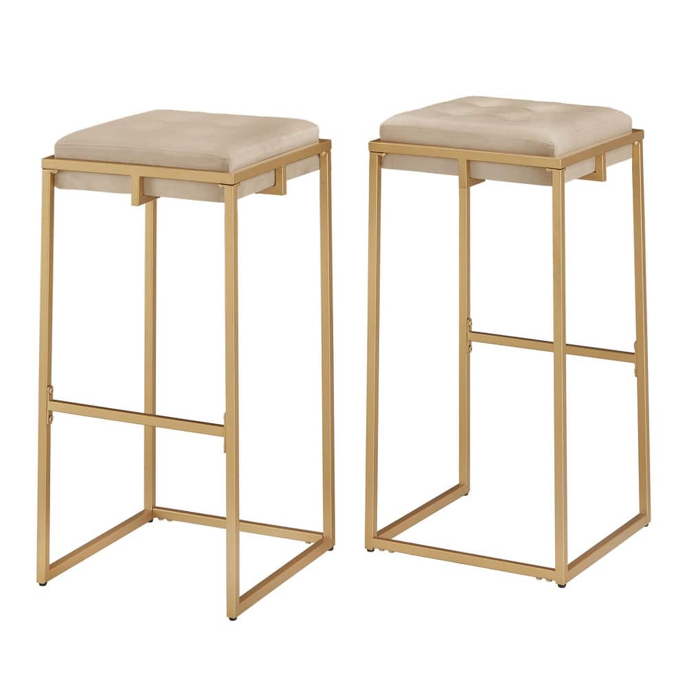 Perdita Gold Finish Velvet Button Tufted Bar Stools (Set of 2) by iNSPIRE Q Bold