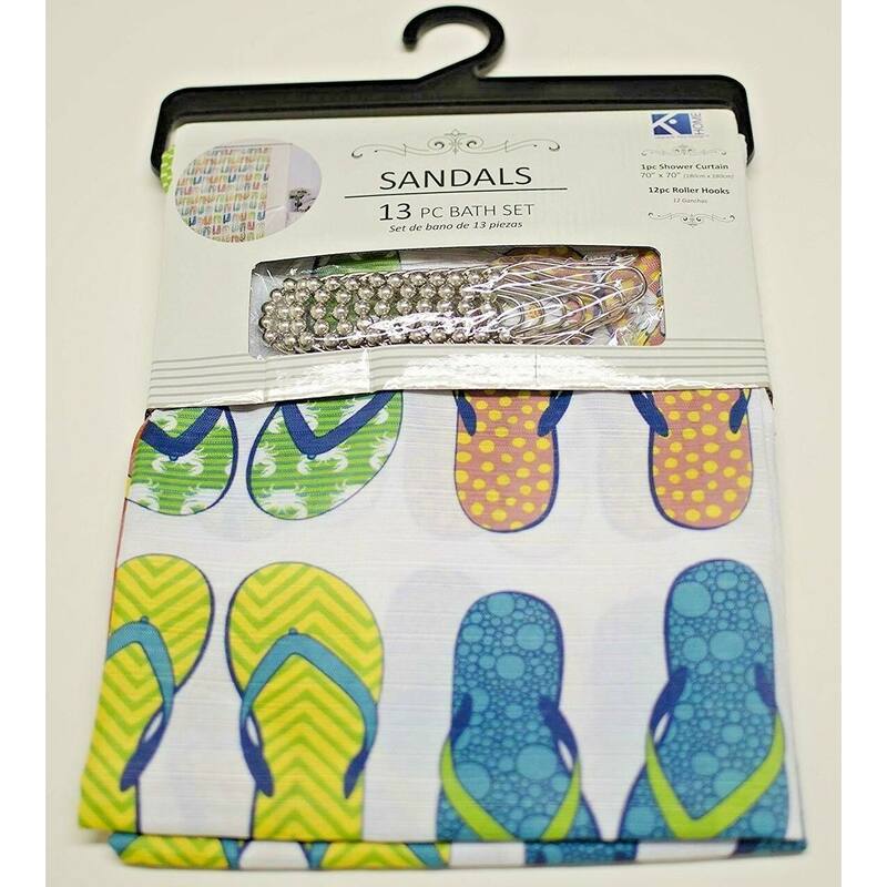 13 Piece Canvas Shower Curtain & Roller Hooks Set - Beautiful and Modern Design